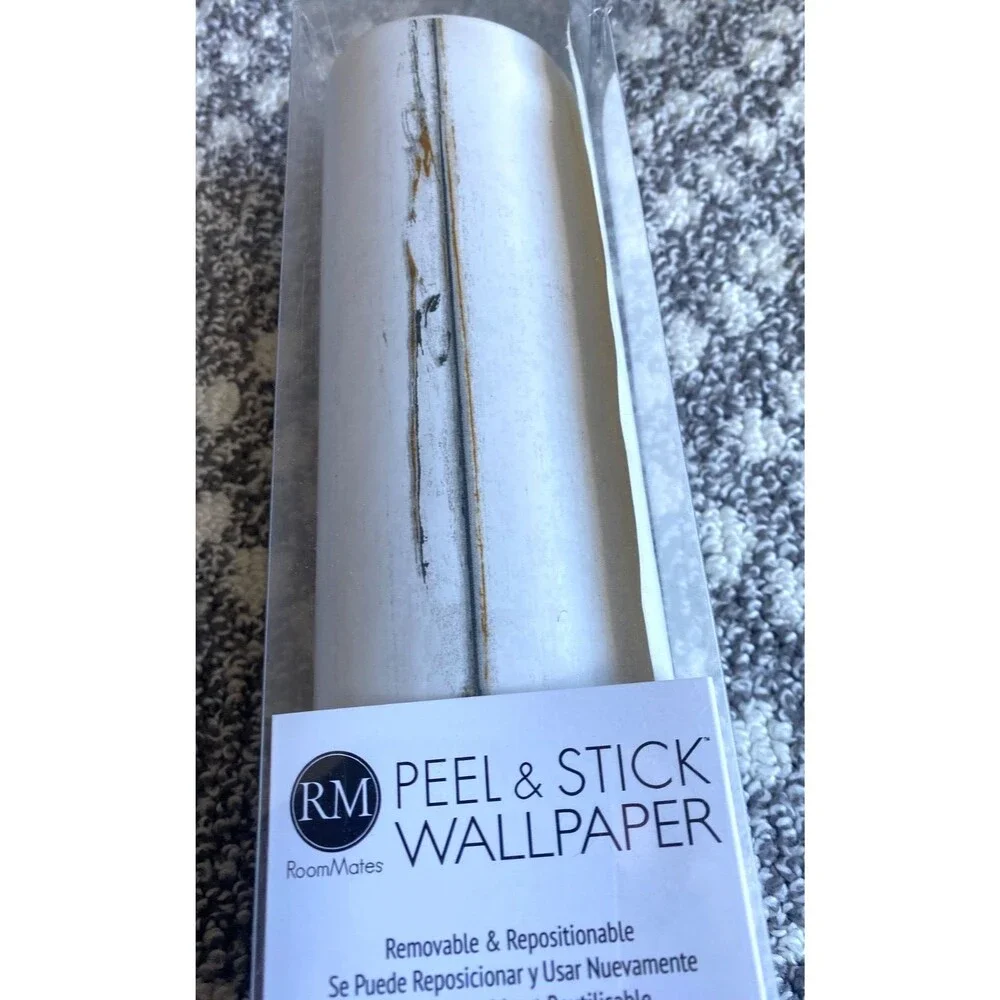 RoomMates Peel & Stick Wallpaper Weathered Shiplap White Gray Farmhouse Vinyl